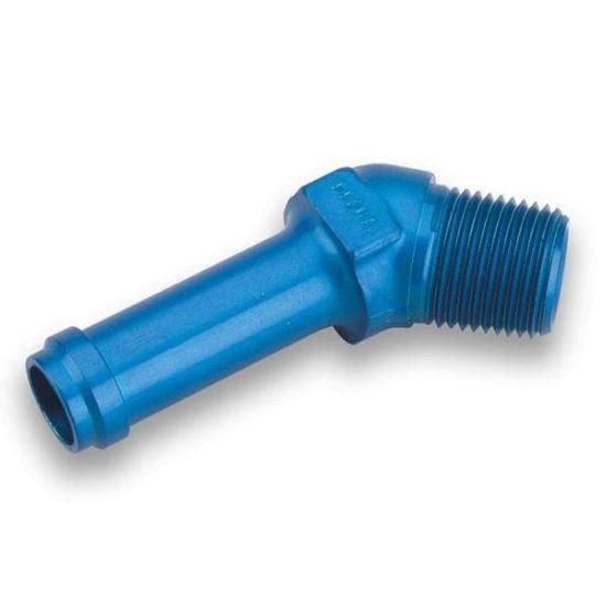 [PRF22906] Performance Fittings 45 Degree Barb Fitting, 1/4" NPT to 3/8" Hose, Blue - PRF22906