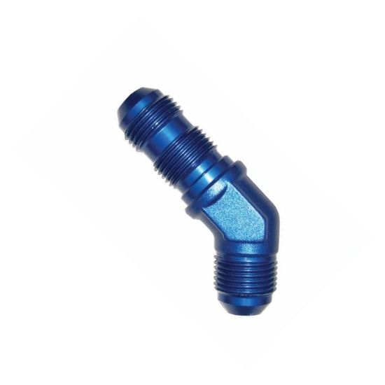 [PRF2893] Performance Fittings 45 Degree Bulkhead Union, -3 AN, Blue - PRF2893