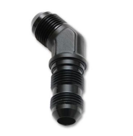 [PRF2127BLK] Performance Fittings 45 Degree Bulkhead Union, -4 AN, Black - PRF2127BLK
