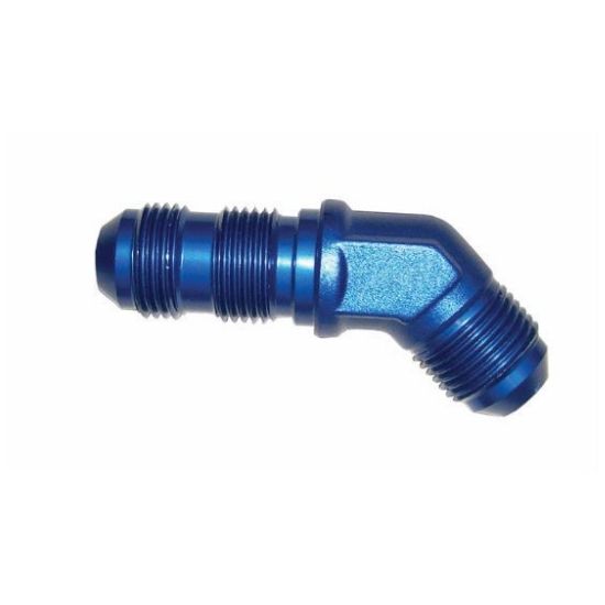 [PRF2128] Performance Fittings 45 Degree Bulkhead Union, -6 AN, Blue - PRF2128