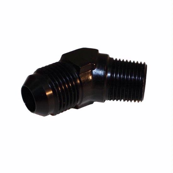 [PRF2025BLK] Performance Fittings 45 Degree Male Elbow, -12 AN to 3/4" NPT, Black - PRF2025BLK