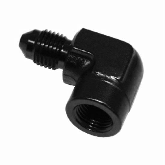 [PRF3733BLK] Performance Fittings 90 Degree AN Male to NPT Female Adapter, -3 AN to 1/8" NPT, Black - PRF3733BLK