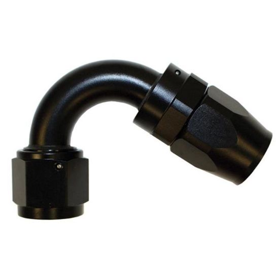 [PRF4043BLK] Performance Fittings Aluminum 120° Elbow Reusable Hose End Fitting, -8 AN, Black - PRF4043BLK