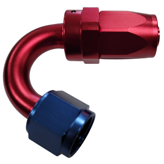 [PRF4053] Performance Fittings Aluminum 150° Elbow Reusable Hose End Fitting, -8 AN, Blue - PRF4053