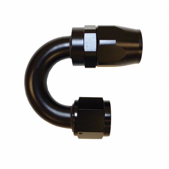 [PRF4063BLK] Performance Fittings Aluminum 180° Elbow Reusable Hose End Fitting, -8 AN, Black - PRF4063BLK