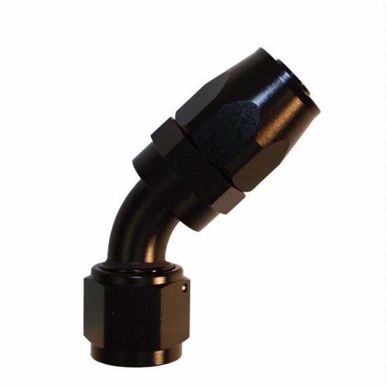 [PRF4026BLK] Performance Fittings Aluminum 45° Elbow Reusable Hose End Fitting, -16 AN, Black - PRF4026BLK