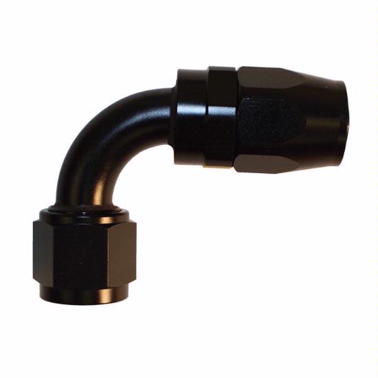[PRF4032BLK] Performance Fittings Aluminum 90° Elbow Reusable Hose End Fitting, -6 AN, Black - PRF4032BLK