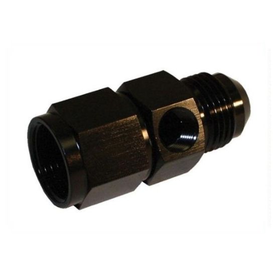 [PRF192-3BLK] Performance Fittings Port Fitting, -3 AN Male to -3 AN Female with 1/8" NPT Gauge Port, Black - PRF192-3BLK