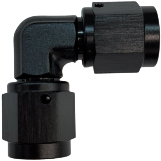 [PRF9341-10BLK] Performance Fittings Female Swivel Coupler, 90 Degree, -10 AN, Black - PRF9341-10BLK