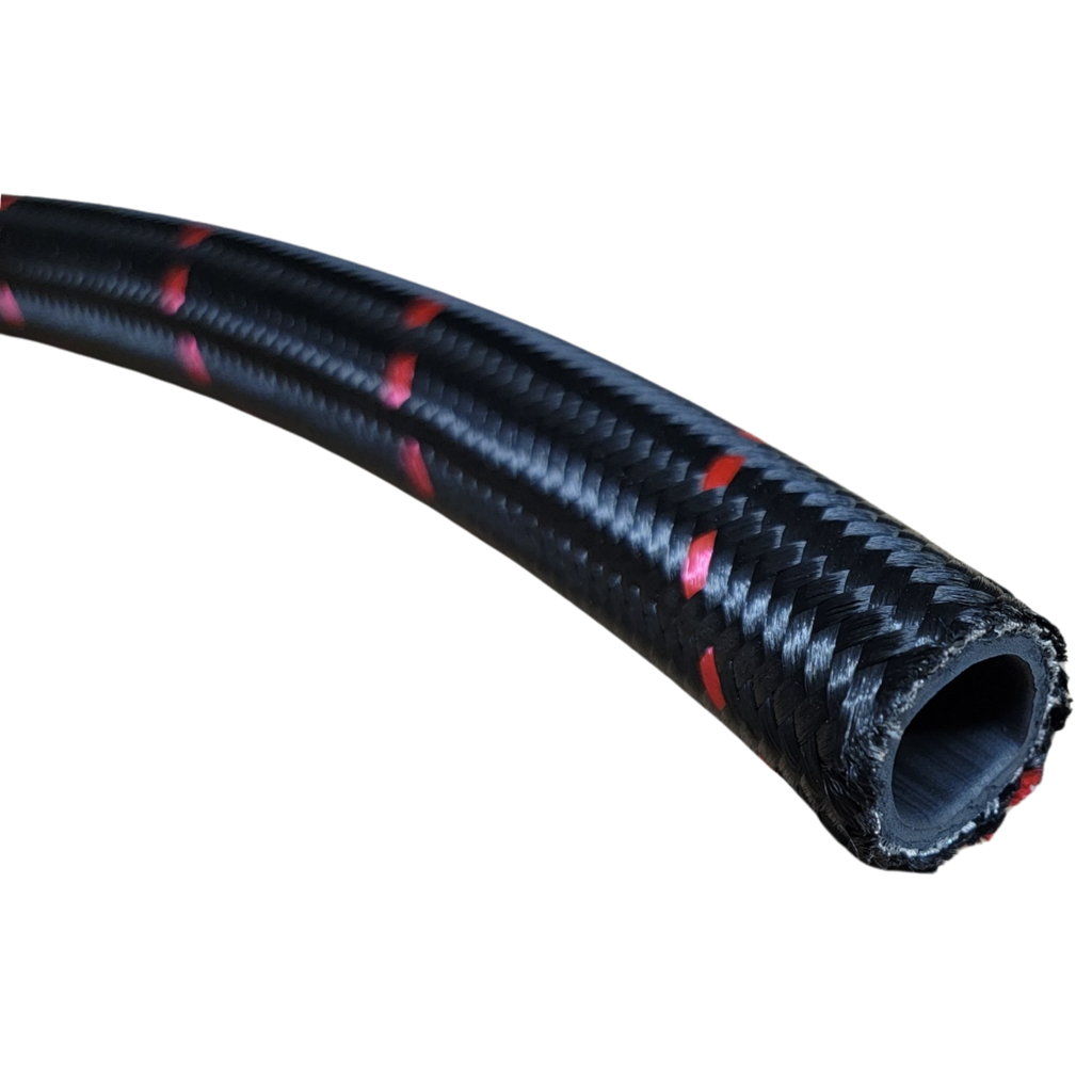 [PRFBU0400] Performance Fittings Lightweight Hose, -4 AN, Red Stripe, Per Foot - PRFBU0400