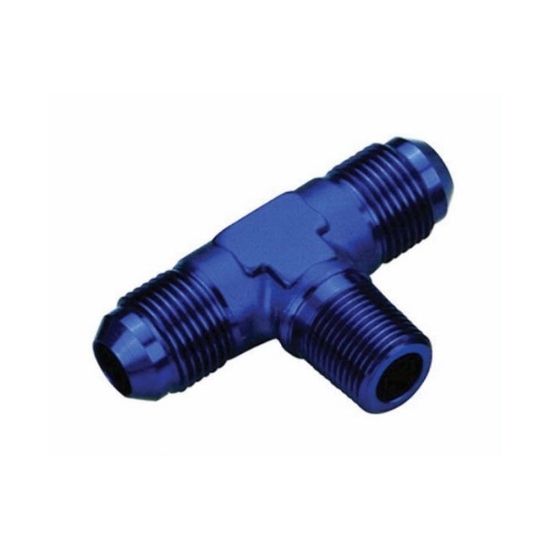 [PRF2187] Performance Fittings Male Branch Tee, -3 AN to -3 AN to 1/8" NPT, Blue - PRF2187