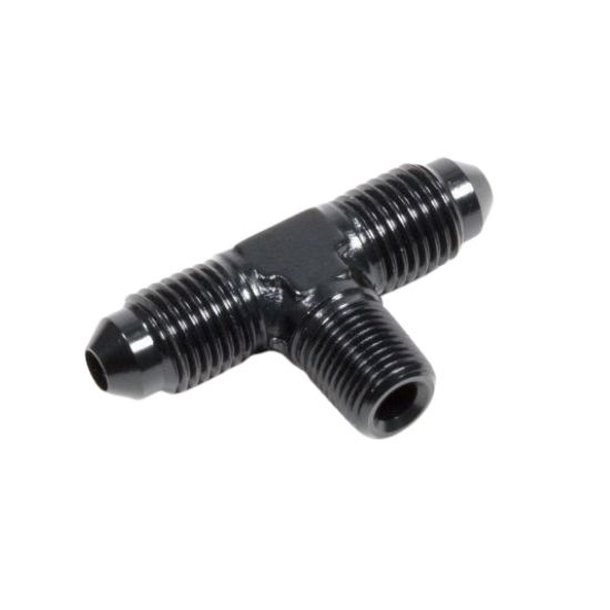 [PRF2187BLK] Performance Fittings Male Branch Tee, -3 AN to -3 AN to 1/8" NPT, Black - PRF2187BLK