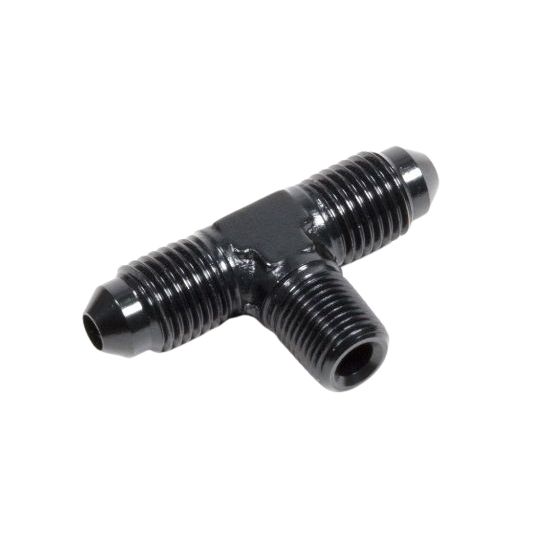 [PRF2122BLK] Performance Fittings Male Branch Tee, -6 AN to -6 AN to 1/4" NPT, Black - PRF2122BLK