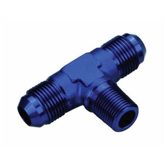 [PRF2123] Performance Fittings Male Branch Tee, -8 AN to -8 AN to 3/8" NPT, Blue - PRF2123