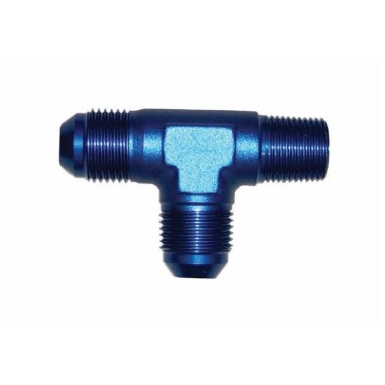 [PRF2711] Performance Fittings Male Run Tee, -16 AN to -16 AN to 1" NPT, Blue - PRF2711