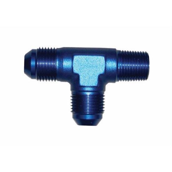 [PRF2124] Performance Fittings Male Run Tee, -4 AN to -4 AN to 1/8" NPT, Blue - PRF2124