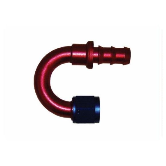 [PRF1562] Performance Fittings Push-On Hose Fitting, 180 Degree, -6 AN, Blue - PRF1562