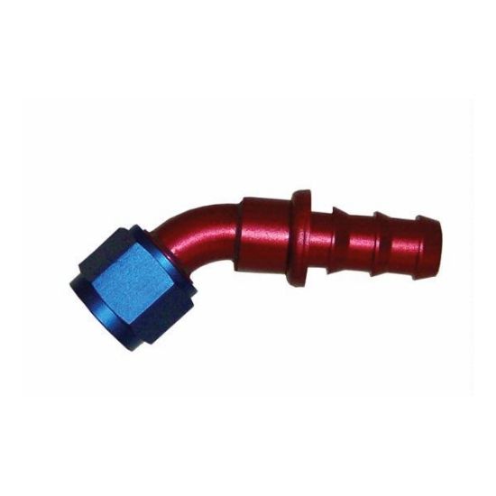 [PRF1521] Performance Fittings Push-On Hose Fitting, 45 Degree, -4 AN, Blue - PRF1521