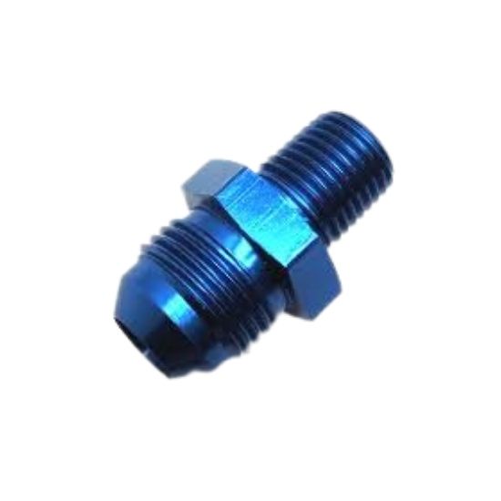 [PRF2185] Performance Fittings Straight AN Flare to Pipe Adapter, -10 AN to 3/8" NPT, Blue - PRF2185