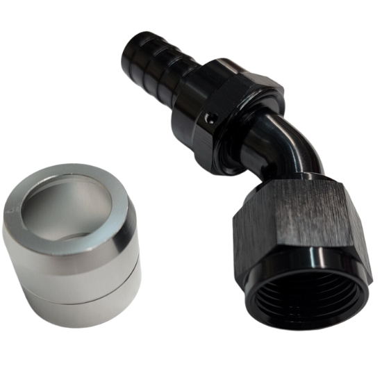 [PRF4225BLK] Aluminum 45 Degree Crimp Fitting, -12 AN, Black - 4225BLK
