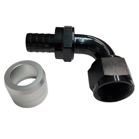 [PRF4235BLK] Performance Fittings Aluminum 90 Degree Crimp Fitting, -12 AN, Black - 4235BLK
