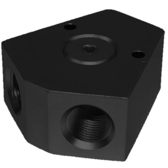[PRF38YBLK] Performance Fittings Aluminum Inline Y Block 3/8" NPT, Black - 38YBLK